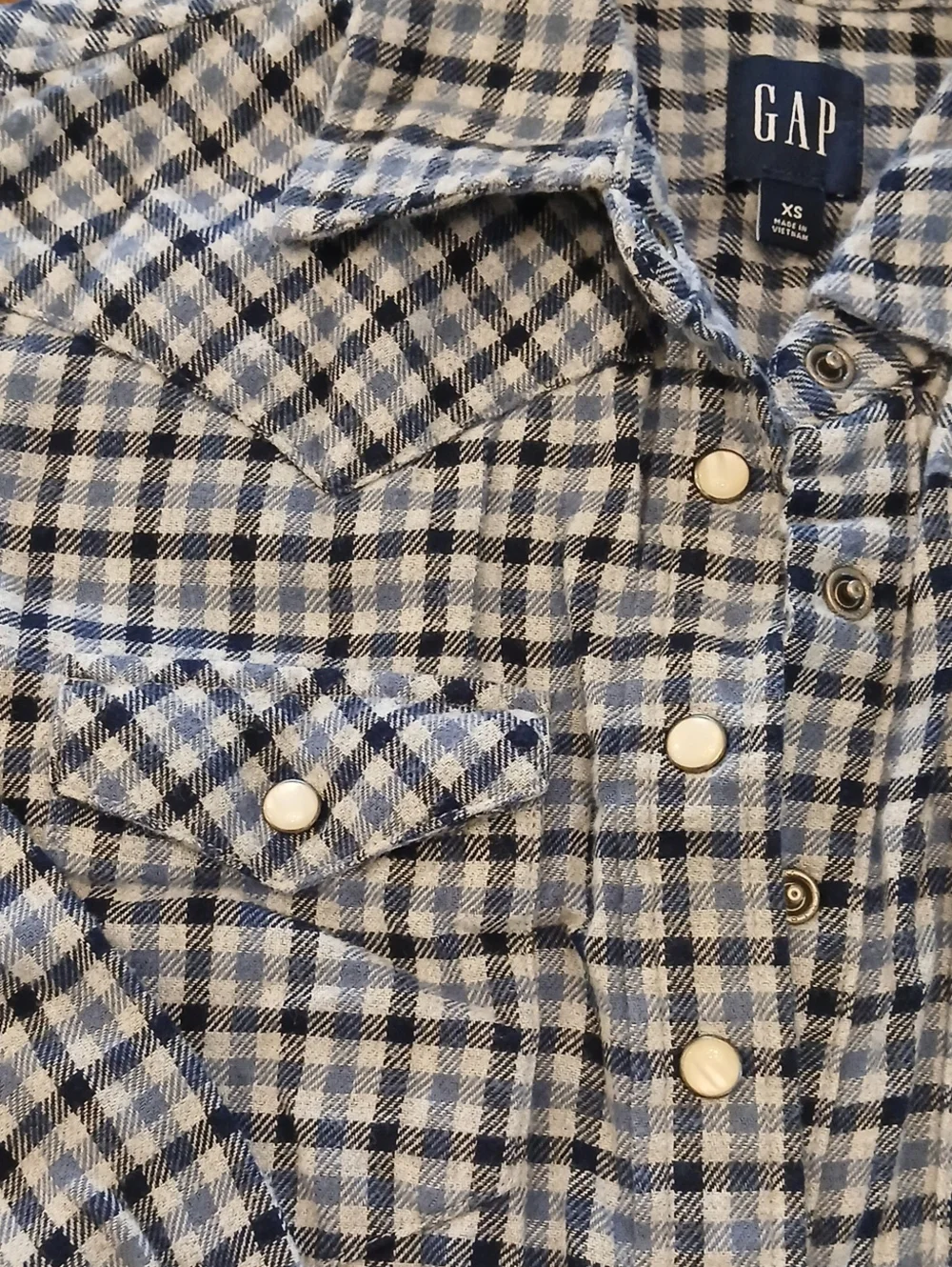 Button Snaps, GAP Kids Blue Plaid Button-Front Shirt
